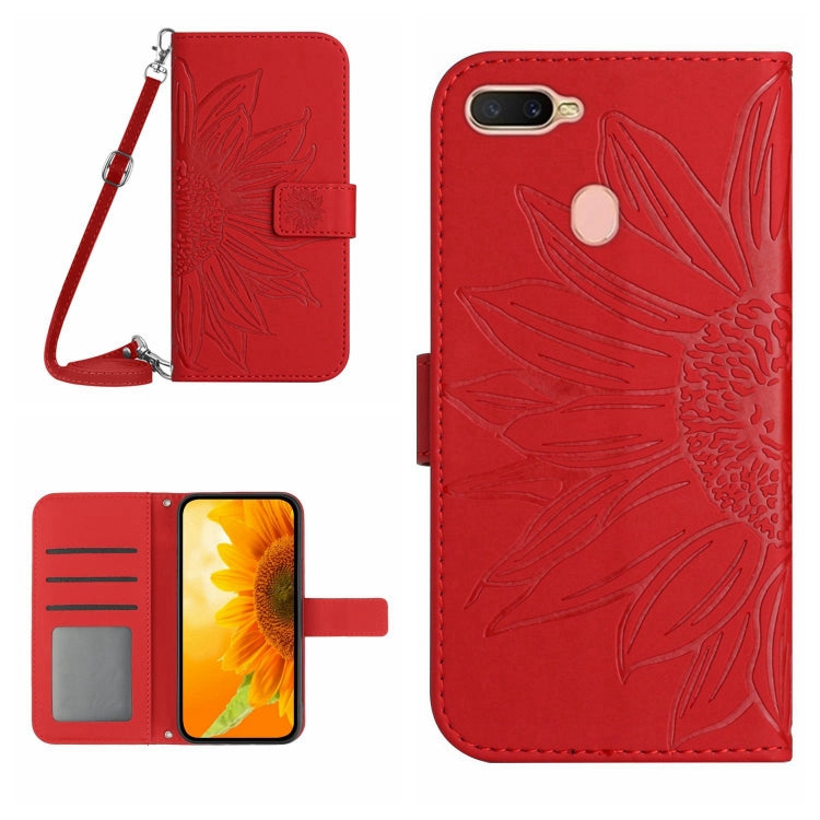 Skin Feel Sun Flower Pattern Flip Leather Phone Case with Lanyard, For OPPO A7/A12, For OPPO A8/A31, For OPPO A9 2020/A5 2020, For OPPO A15/A15S