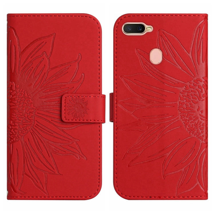 Skin Feel Sun Flower Pattern Flip Leather Phone Case with Lanyard, For OPPO A7/A12, For OPPO A8/A31, For OPPO A9 2020/A5 2020, For OPPO A15/A15S