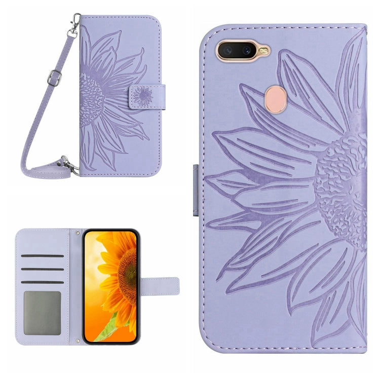 Skin Feel Sun Flower Pattern Flip Leather Phone Case with Lanyard, For OPPO A7/A12, For OPPO A8/A31, For OPPO A9 2020/A5 2020, For OPPO A15/A15S