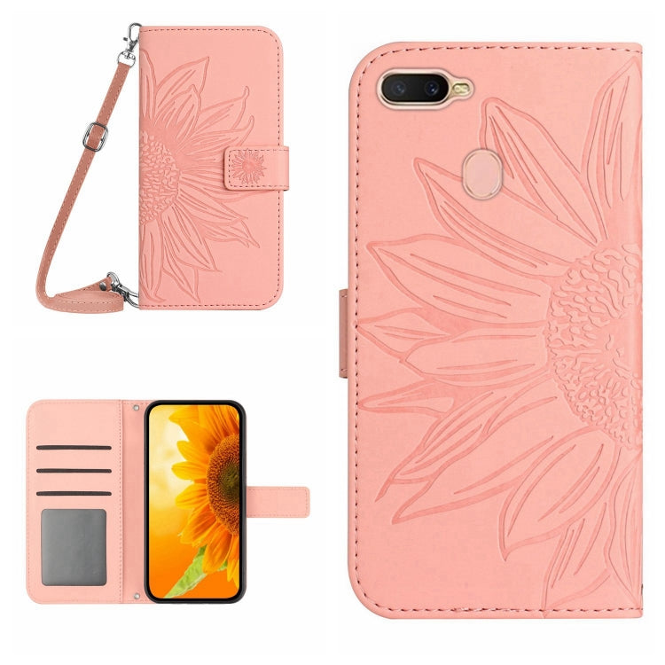 Skin Feel Sun Flower Pattern Flip Leather Phone Case with Lanyard, For OPPO A7/A12, For OPPO A8/A31, For OPPO A9 2020/A5 2020, For OPPO A15/A15S