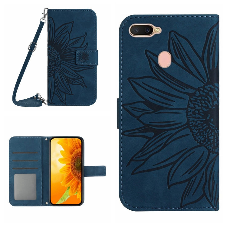Skin Feel Sun Flower Pattern Flip Leather Phone Case with Lanyard, For OPPO A7/A12, For OPPO A8/A31, For OPPO A9 2020/A5 2020, For OPPO A15/A15S