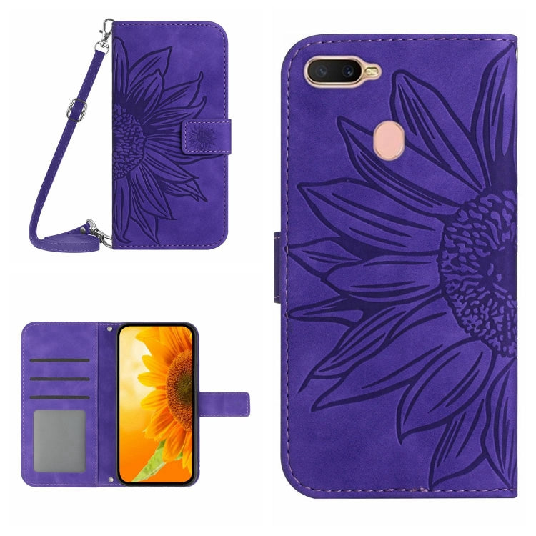 Skin Feel Sun Flower Pattern Flip Leather Phone Case with Lanyard, For OPPO A7/A12, For OPPO A8/A31, For OPPO A9 2020/A5 2020, For OPPO A15/A15S