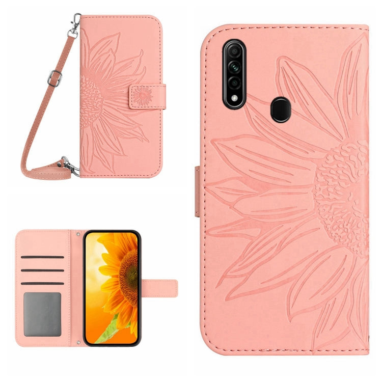 Skin Feel Sun Flower Pattern Flip Leather Phone Case with Lanyard, For OPPO A7/A12, For OPPO A8/A31, For OPPO A9 2020/A5 2020, For OPPO A15/A15S