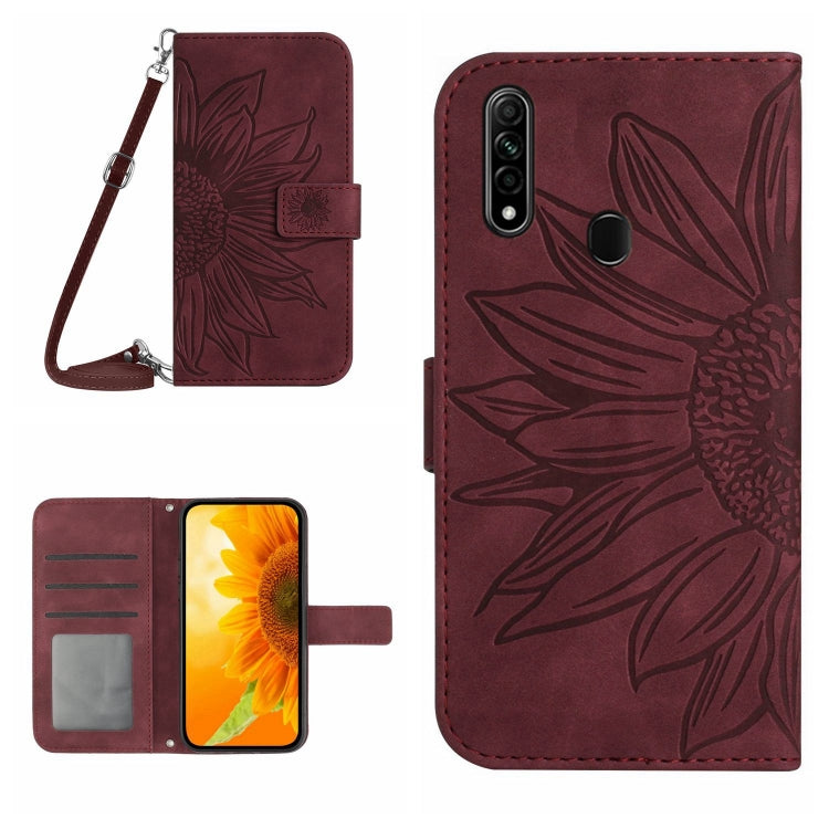 Skin Feel Sun Flower Pattern Flip Leather Phone Case with Lanyard, For OPPO A7/A12, For OPPO A8/A31, For OPPO A9 2020/A5 2020, For OPPO A15/A15S
