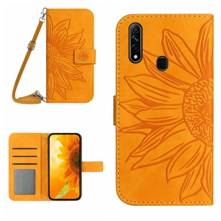 Skin Feel Sun Flower Pattern Flip Leather Phone Case with Lanyard, For OPPO A7/A12, For OPPO A8/A31, For OPPO A9 2020/A5 2020, For OPPO A15/A15S