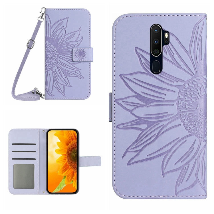 Skin Feel Sun Flower Pattern Flip Leather Phone Case with Lanyard, For OPPO A7/A12, For OPPO A8/A31, For OPPO A9 2020/A5 2020, For OPPO A15/A15S