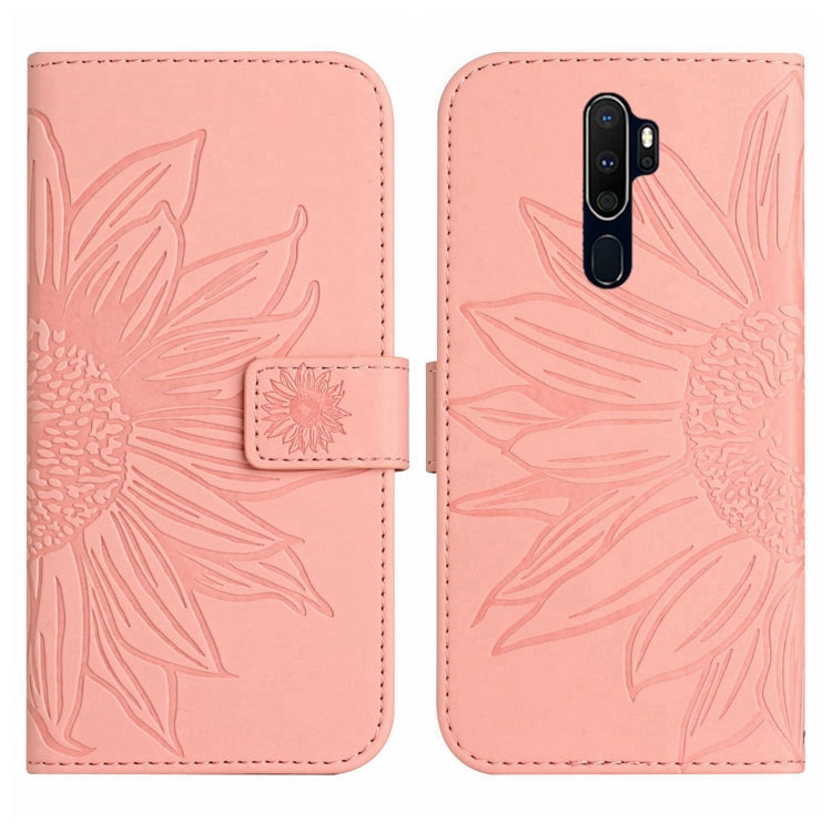 Skin Feel Sun Flower Pattern Flip Leather Phone Case with Lanyard, For OPPO A7/A12, For OPPO A8/A31, For OPPO A9 2020/A5 2020, For OPPO A15/A15S