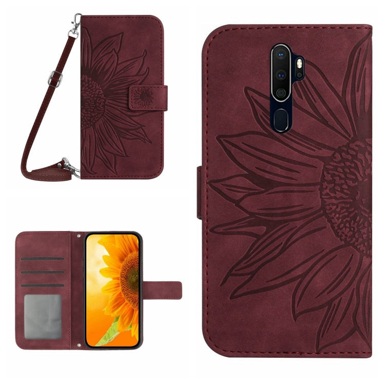 Skin Feel Sun Flower Pattern Flip Leather Phone Case with Lanyard, For OPPO A7/A12, For OPPO A8/A31, For OPPO A9 2020/A5 2020, For OPPO A15/A15S