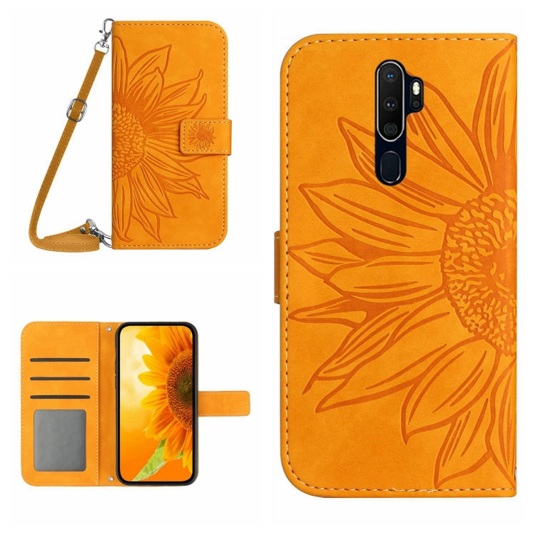 Skin Feel Sun Flower Pattern Flip Leather Phone Case with Lanyard, For OPPO A7/A12, For OPPO A8/A31, For OPPO A9 2020/A5 2020, For OPPO A15/A15S