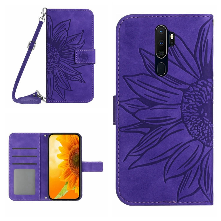 Skin Feel Sun Flower Pattern Flip Leather Phone Case with Lanyard, For OPPO A7/A12, For OPPO A8/A31, For OPPO A9 2020/A5 2020, For OPPO A15/A15S