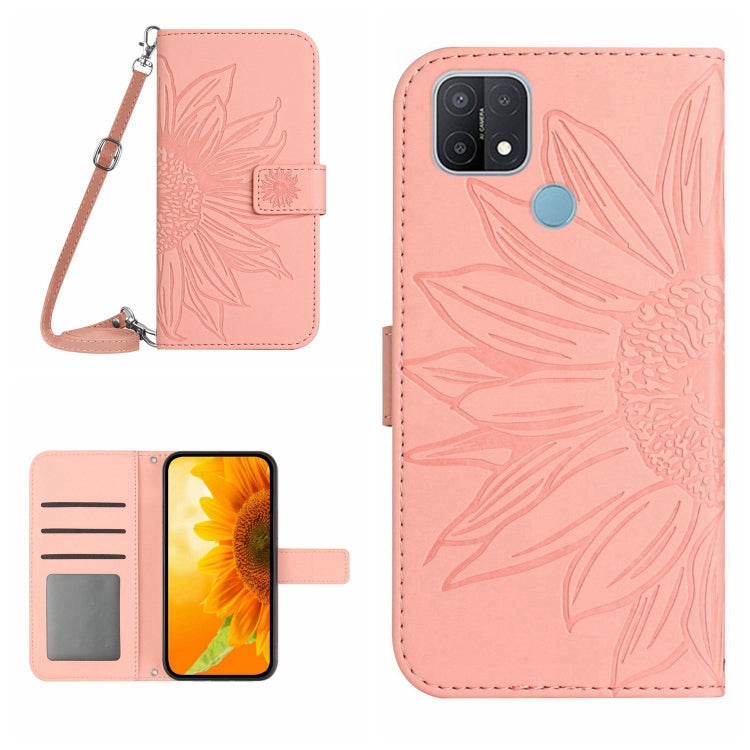 Skin Feel Sun Flower Pattern Flip Leather Phone Case with Lanyard, For OPPO A7/A12, For OPPO A8/A31, For OPPO A9 2020/A5 2020, For OPPO A15/A15S