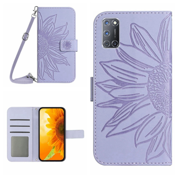 Skin Feel Sun Flower Pattern Flip Leather Phone Case with Lanyard, For OPPO A52/A72/A92, For OPPO A53 4G/A32/A33 2020/A53S, For OPPO A54 4G/A16 4G, For OPPO A54 5G/A74 5G/A93 5G/A93S 5G