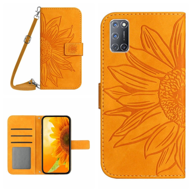 Skin Feel Sun Flower Pattern Flip Leather Phone Case with Lanyard, For OPPO A52/A72/A92, For OPPO A53 4G/A32/A33 2020/A53S, For OPPO A54 4G/A16 4G, For OPPO A54 5G/A74 5G/A93 5G/A93S 5G