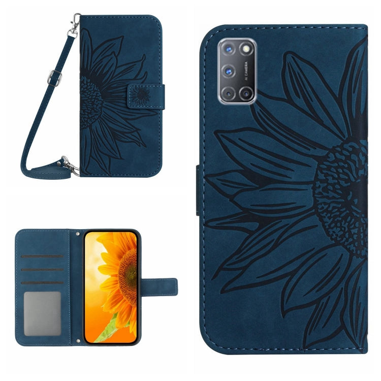 Skin Feel Sun Flower Pattern Flip Leather Phone Case with Lanyard, For OPPO A52/A72/A92, For OPPO A53 4G/A32/A33 2020/A53S, For OPPO A54 4G/A16 4G, For OPPO A54 5G/A74 5G/A93 5G/A93S 5G