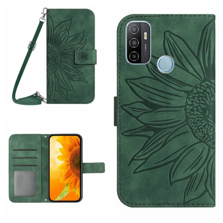 Skin Feel Sun Flower Pattern Flip Leather Phone Case with Lanyard, For OPPO A52/A72/A92, For OPPO A53 4G/A32/A33 2020/A53S, For OPPO A54 4G/A16 4G, For OPPO A54 5G/A74 5G/A93 5G/A93S 5G