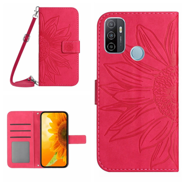 Skin Feel Sun Flower Pattern Flip Leather Phone Case with Lanyard, For OPPO A52/A72/A92, For OPPO A53 4G/A32/A33 2020/A53S, For OPPO A54 4G/A16 4G, For OPPO A54 5G/A74 5G/A93 5G/A93S 5G