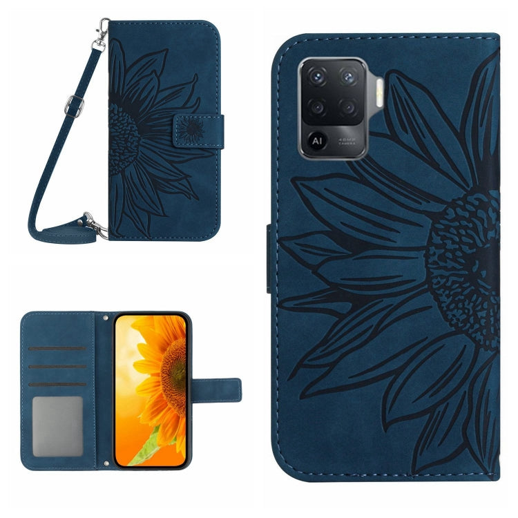 Skin Feel Sun Flower Pattern Flip Leather Phone Case with Lanyard, For OPPO A52/A72/A92, For OPPO A53 4G/A32/A33 2020/A53S, For OPPO A54 4G/A16 4G, For OPPO A54 5G/A74 5G/A93 5G/A93S 5G