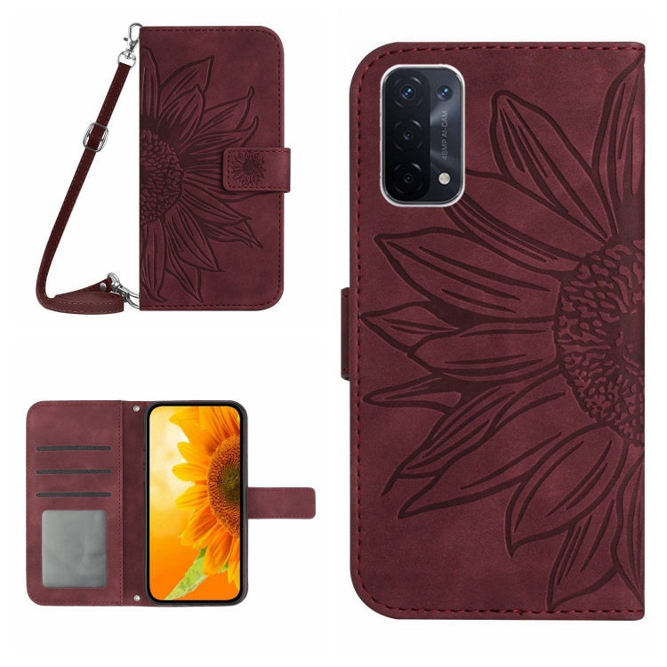 Skin Feel Sun Flower Pattern Flip Leather Phone Case with Lanyard, For OPPO A52/A72/A92, For OPPO A53 4G/A32/A33 2020/A53S, For OPPO A54 4G/A16 4G, For OPPO A54 5G/A74 5G/A93 5G/A93S 5G