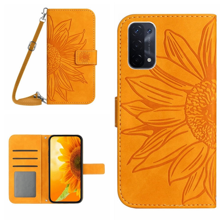 Skin Feel Sun Flower Pattern Flip Leather Phone Case with Lanyard, For OPPO A52/A72/A92, For OPPO A53 4G/A32/A33 2020/A53S, For OPPO A54 4G/A16 4G, For OPPO A54 5G/A74 5G/A93 5G/A93S 5G
