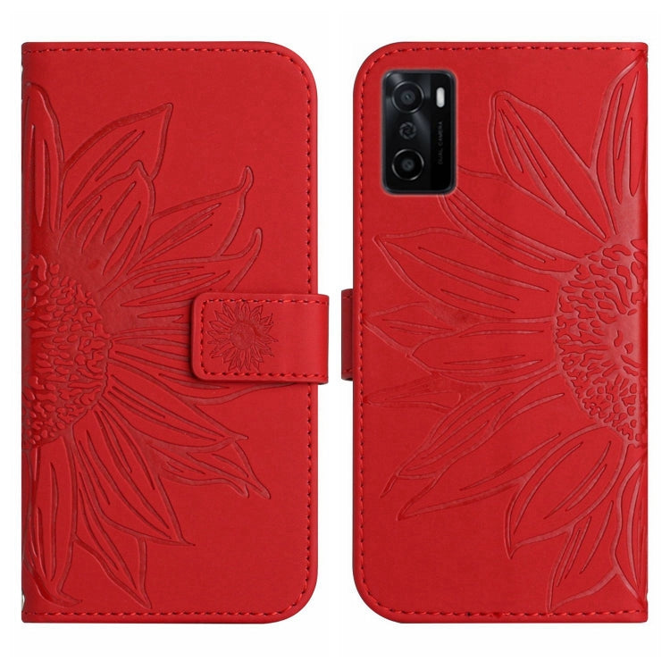 Skin Feel Sun Flower Pattern Flip Leather Phone Case with Lanyard, For OPPO A55S Japan Edition, For OPPO A57 4G/A57 5G/A77 4G/A77 5G, For OPPO A73 4G, For OPPO A74 4G