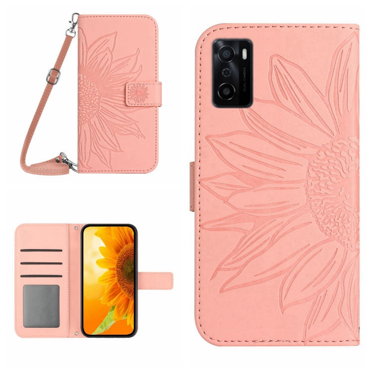 Skin Feel Sun Flower Pattern Flip Leather Phone Case with Lanyard, For OPPO A55S Japan Edition, For OPPO A57 4G/A57 5G/A77 4G/A77 5G, For OPPO A73 4G, For OPPO A74 4G
