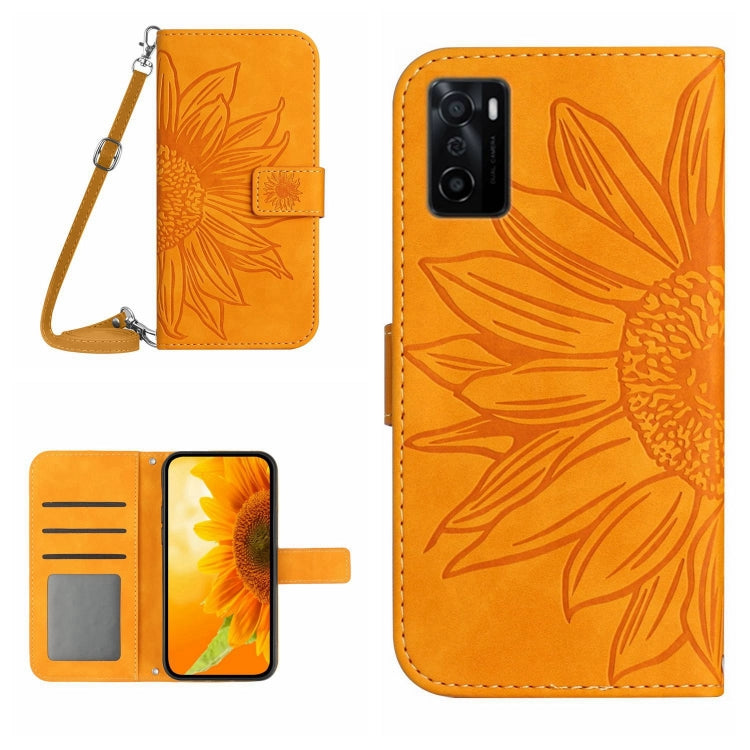 Skin Feel Sun Flower Pattern Flip Leather Phone Case with Lanyard, For OPPO A55S Japan Edition, For OPPO A57 4G/A57 5G/A77 4G/A77 5G, For OPPO A73 4G, For OPPO A74 4G