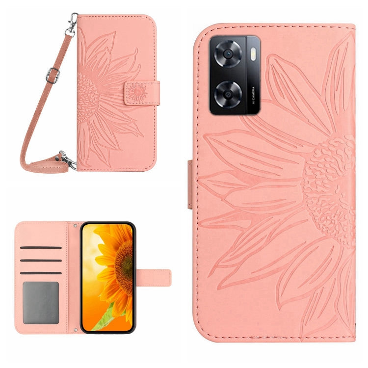 Skin Feel Sun Flower Pattern Flip Leather Phone Case with Lanyard, For OPPO A55S Japan Edition, For OPPO A57 4G/A57 5G/A77 4G/A77 5G, For OPPO A73 4G, For OPPO A74 4G
