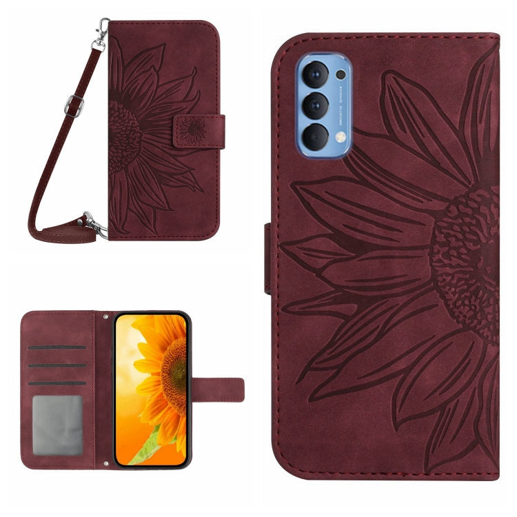 Skin Feel Sun Flower Pattern Flip Leather Phone Case with Lanyard, For OPPO Reno4 5G, For OPPO Reno4 Lite/A93 4G, For OPPO Reno4 Pro 5G, For OPPO Reno4 Z 5G/A92S