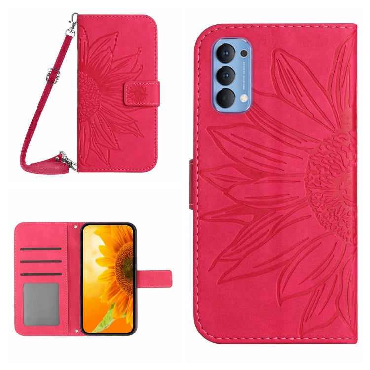 Skin Feel Sun Flower Pattern Flip Leather Phone Case with Lanyard, For OPPO Reno4 5G, For OPPO Reno4 Lite/A93 4G, For OPPO Reno4 Pro 5G, For OPPO Reno4 Z 5G/A92S