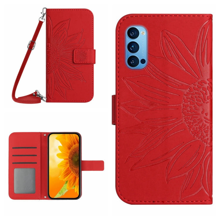 Skin Feel Sun Flower Pattern Flip Leather Phone Case with Lanyard, For OPPO Reno4 5G, For OPPO Reno4 Lite/A93 4G, For OPPO Reno4 Pro 5G, For OPPO Reno4 Z 5G/A92S