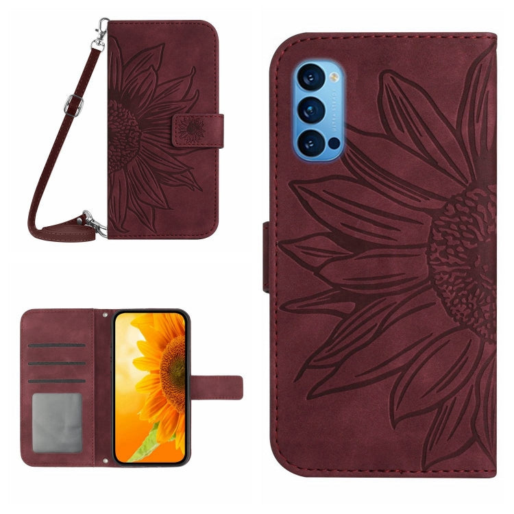 Skin Feel Sun Flower Pattern Flip Leather Phone Case with Lanyard, For OPPO Reno4 5G, For OPPO Reno4 Lite/A93 4G, For OPPO Reno4 Pro 5G, For OPPO Reno4 Z 5G/A92S