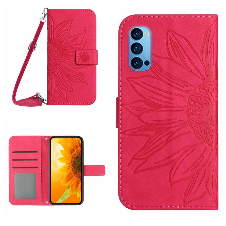 Skin Feel Sun Flower Pattern Flip Leather Phone Case with Lanyard, For OPPO Reno4 5G, For OPPO Reno4 Lite/A93 4G, For OPPO Reno4 Pro 5G, For OPPO Reno4 Z 5G/A92S