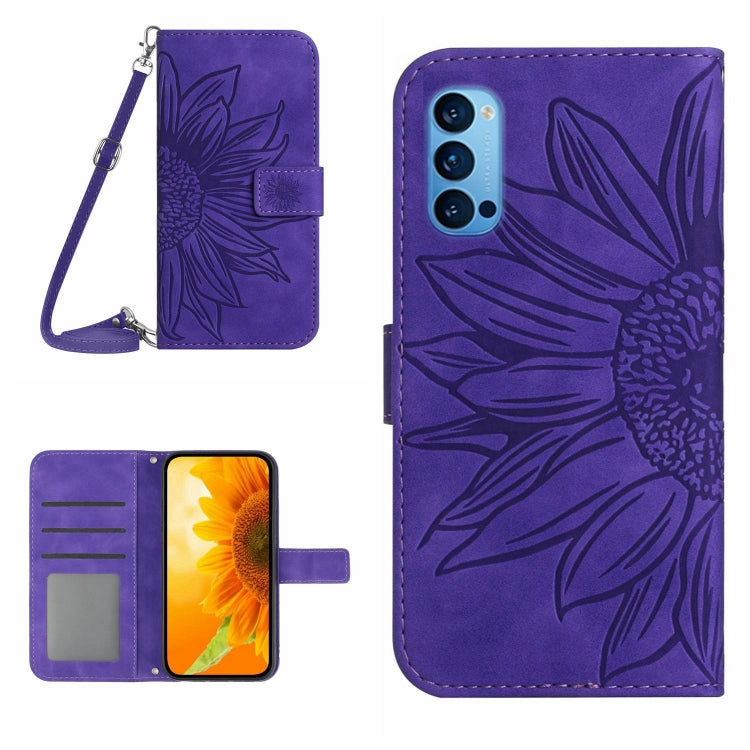 Skin Feel Sun Flower Pattern Flip Leather Phone Case with Lanyard, For OPPO Reno4 5G, For OPPO Reno4 Lite/A93 4G, For OPPO Reno4 Pro 5G, For OPPO Reno4 Z 5G/A92S