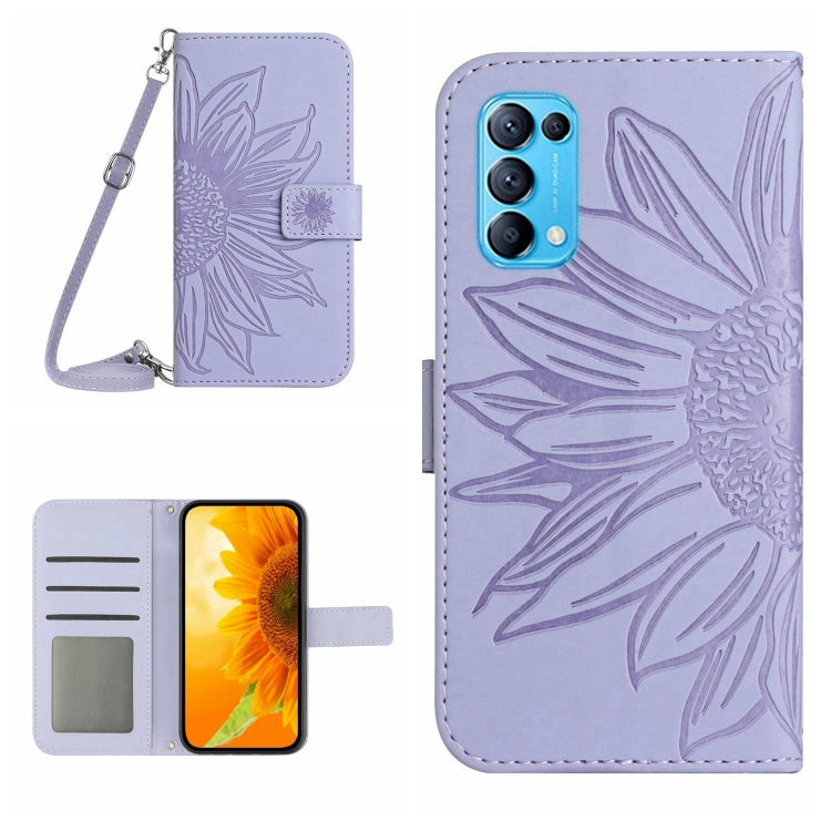 Skin Feel Sun Flower Pattern Flip Leather Phone Case with Lanyard, For OPPO Reno5 4G, For OPPO Reno5 5G/Find X3 Lite, For OPPO Reno5 Lite/A94 4G, For OPPO Reno5 Pro 5G