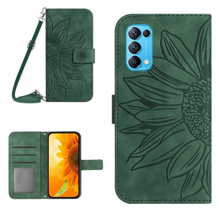 Skin Feel Sun Flower Pattern Flip Leather Phone Case with Lanyard, For OPPO Reno5 4G, For OPPO Reno5 5G/Find X3 Lite, For OPPO Reno5 Lite/A94 4G, For OPPO Reno5 Pro 5G