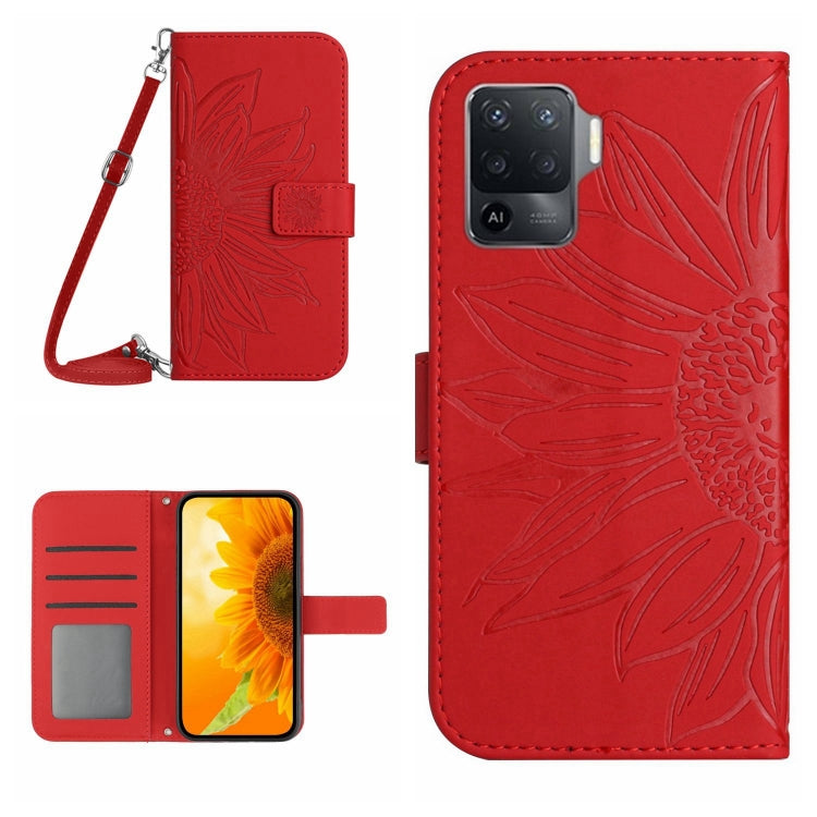 Skin Feel Sun Flower Pattern Flip Leather Phone Case with Lanyard, For OPPO Reno5 4G, For OPPO Reno5 5G/Find X3 Lite, For OPPO Reno5 Lite/A94 4G, For OPPO Reno5 Pro 5G