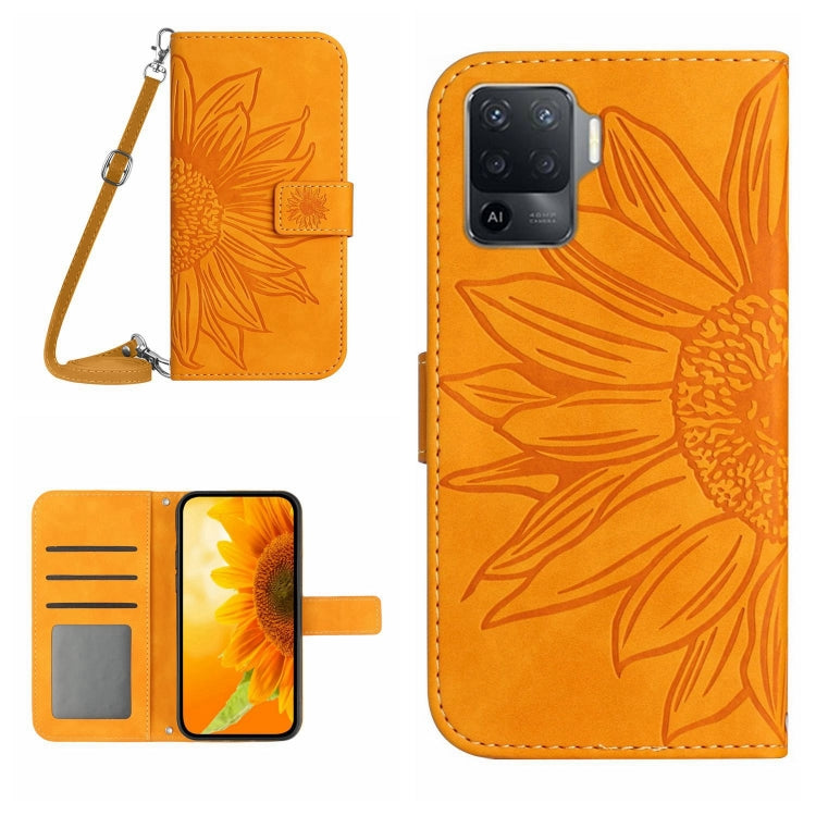 Skin Feel Sun Flower Pattern Flip Leather Phone Case with Lanyard, For OPPO Reno5 4G, For OPPO Reno5 5G/Find X3 Lite, For OPPO Reno5 Lite/A94 4G, For OPPO Reno5 Pro 5G