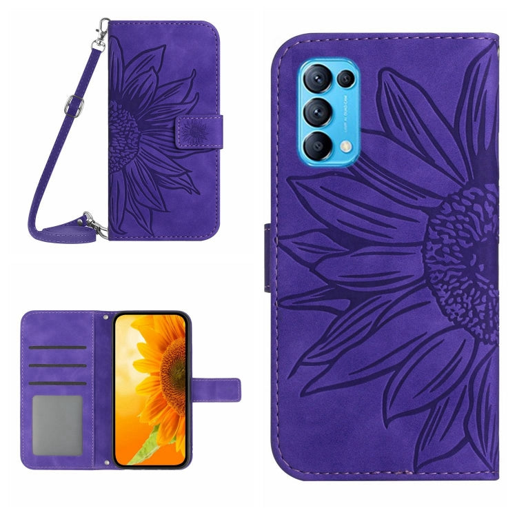 Skin Feel Sun Flower Pattern Flip Leather Phone Case with Lanyard, For OPPO Reno5 4G, For OPPO Reno5 5G/Find X3 Lite, For OPPO Reno5 Lite/A94 4G, For OPPO Reno5 Pro 5G