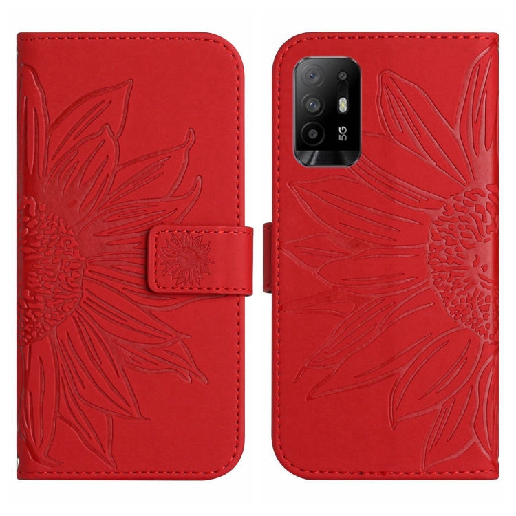 Skin Feel Sun Flower Pattern Flip Leather Phone Case with Lanyard, For OPPO Reno5 Z/A94 5G/A95 5G, For OPPO Reno6 5G, For OPPO Reno6 Pro Global, For OPPO Reno7 4G/Reno8 4G