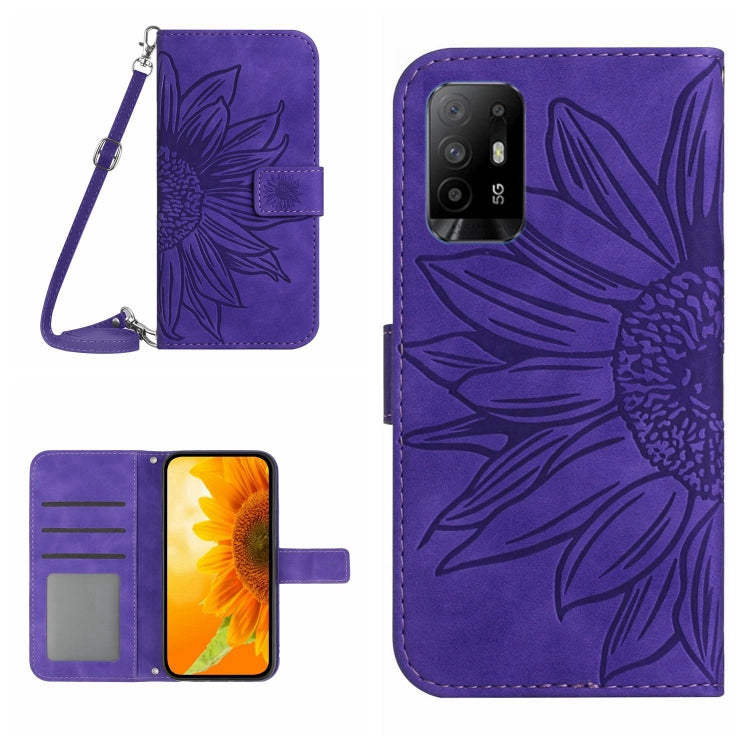 Skin Feel Sun Flower Pattern Flip Leather Phone Case with Lanyard, For OPPO Reno5 Z/A94 5G/A95 5G, For OPPO Reno6 5G, For OPPO Reno6 Pro Global, For OPPO Reno7 4G/Reno8 4G