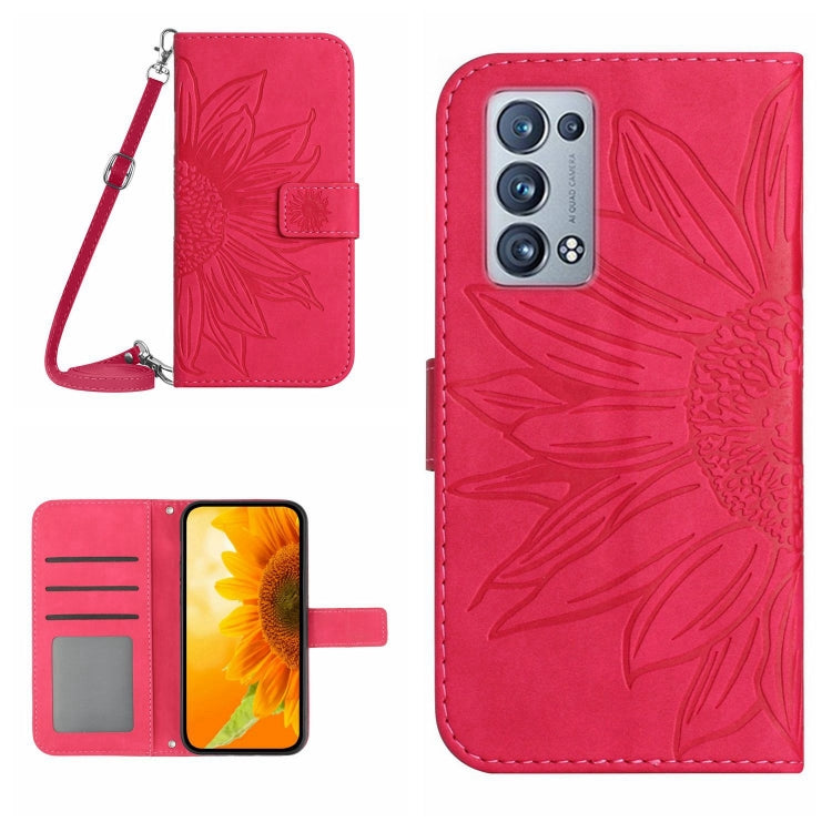 Skin Feel Sun Flower Pattern Flip Leather Phone Case with Lanyard, For OPPO Reno5 Z/A94 5G/A95 5G, For OPPO Reno6 5G, For OPPO Reno6 Pro Global, For OPPO Reno7 4G/Reno8 4G