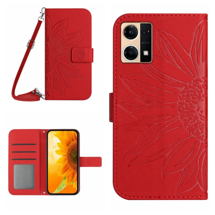 Skin Feel Sun Flower Pattern Flip Leather Phone Case with Lanyard, For OPPO Reno5 Z/A94 5G/A95 5G, For OPPO Reno6 5G, For OPPO Reno6 Pro Global, For OPPO Reno7 4G/Reno8 4G