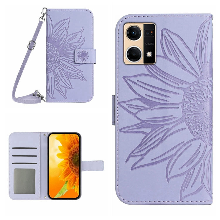 Skin Feel Sun Flower Pattern Flip Leather Phone Case with Lanyard, For OPPO Reno5 Z/A94 5G/A95 5G, For OPPO Reno6 5G, For OPPO Reno6 Pro Global, For OPPO Reno7 4G/Reno8 4G