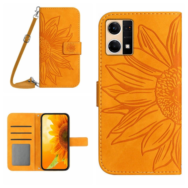 Skin Feel Sun Flower Pattern Flip Leather Phone Case with Lanyard, For OPPO Reno5 Z/A94 5G/A95 5G, For OPPO Reno6 5G, For OPPO Reno6 Pro Global, For OPPO Reno7 4G/Reno8 4G