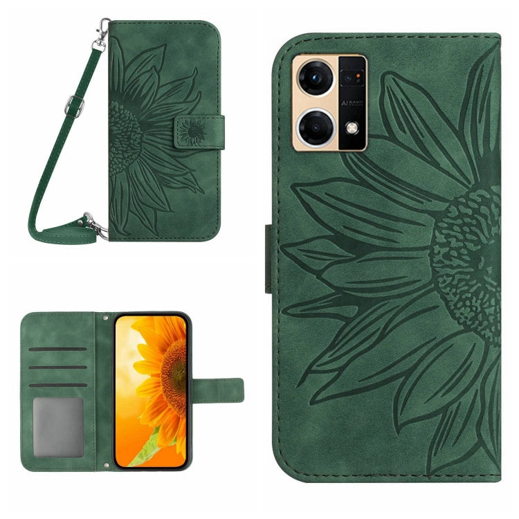 Skin Feel Sun Flower Pattern Flip Leather Phone Case with Lanyard, For OPPO Reno5 Z/A94 5G/A95 5G, For OPPO Reno6 5G, For OPPO Reno6 Pro Global, For OPPO Reno7 4G/Reno8 4G