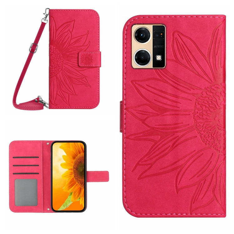 Skin Feel Sun Flower Pattern Flip Leather Phone Case with Lanyard, For OPPO Reno5 Z/A94 5G/A95 5G, For OPPO Reno6 5G, For OPPO Reno6 Pro Global, For OPPO Reno7 4G/Reno8 4G