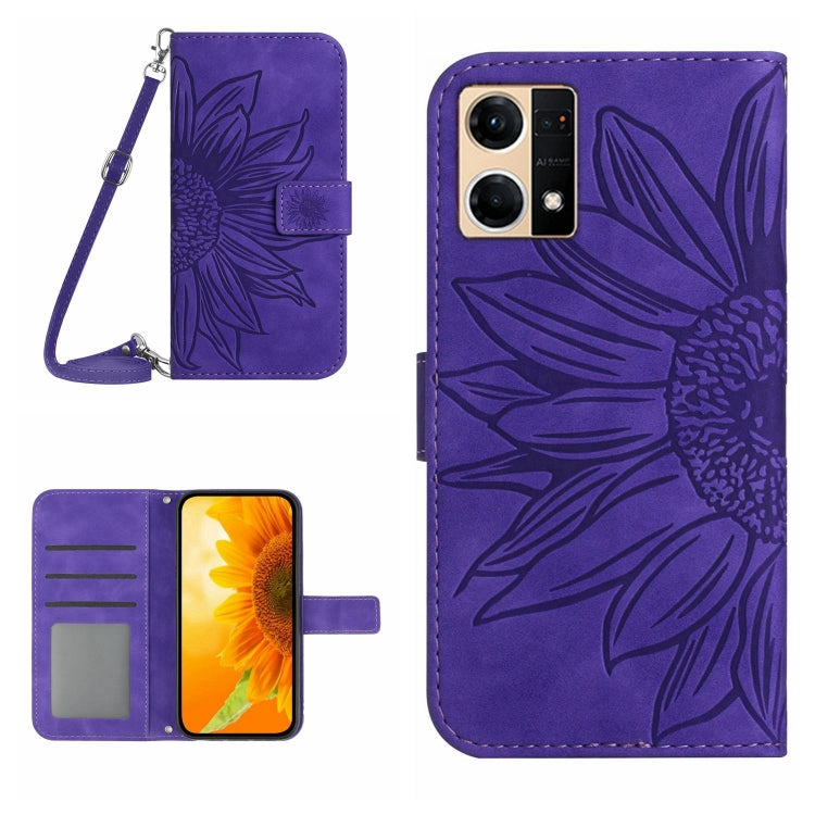 Skin Feel Sun Flower Pattern Flip Leather Phone Case with Lanyard, For OPPO Reno5 Z/A94 5G/A95 5G, For OPPO Reno6 5G, For OPPO Reno6 Pro Global, For OPPO Reno7 4G/Reno8 4G
