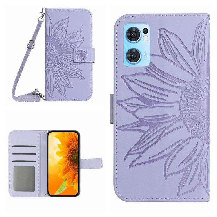 Skin Feel Sun Flower Pattern Flip Leather Phone Case with Lanyard, For OPPO Reno7 5G/Find X5 Lite, For OPPO Reno7 A Japan Edition, For OPPO Reno7 Lite/Reno8 Lite/Reno7 Z 5G, For OPPO Reno8 4G/Reno8 5G