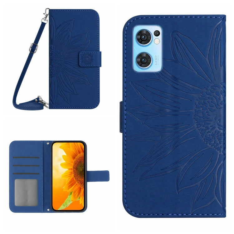 Skin Feel Sun Flower Pattern Flip Leather Phone Case with Lanyard, For OPPO Reno7 5G/Find X5 Lite, For OPPO Reno7 A Japan Edition, For OPPO Reno7 Lite/Reno8 Lite/Reno7 Z 5G, For OPPO Reno8 4G/Reno8 5G