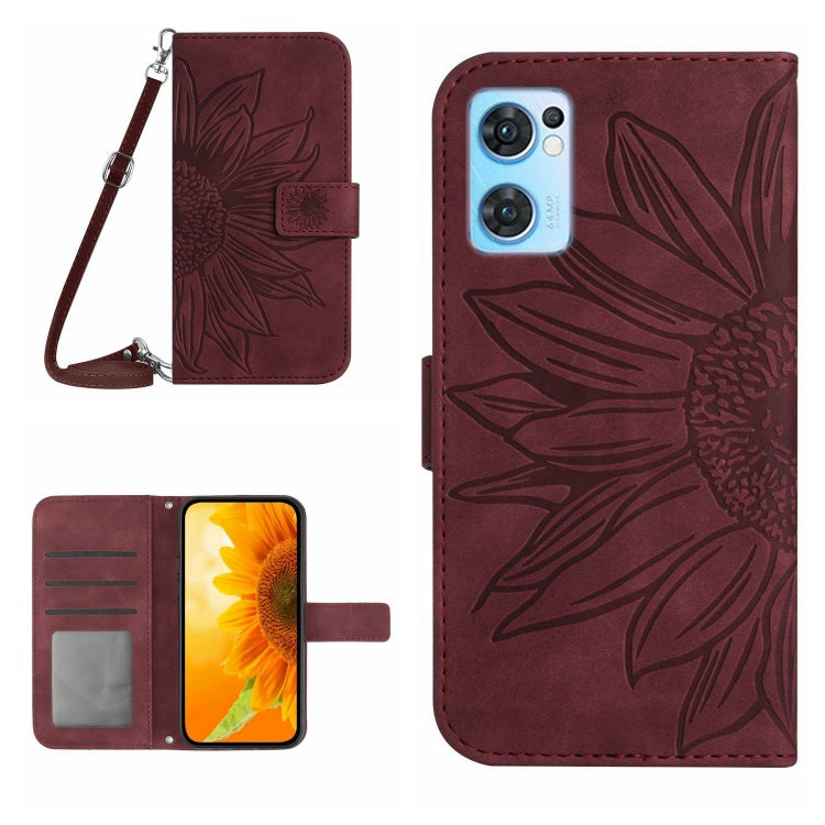 Skin Feel Sun Flower Pattern Flip Leather Phone Case with Lanyard, For OPPO Reno7 5G/Find X5 Lite, For OPPO Reno7 A Japan Edition, For OPPO Reno7 Lite/Reno8 Lite/Reno7 Z 5G, For OPPO Reno8 4G/Reno8 5G